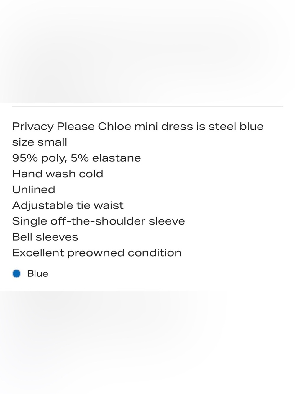 Privacy Please Chloe One-Shoulder Steel Blue Wrap Mini Dress - Picture 5 of 5